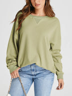 Waffle Knit Round Neck Long Sleeve T-shirt (17)