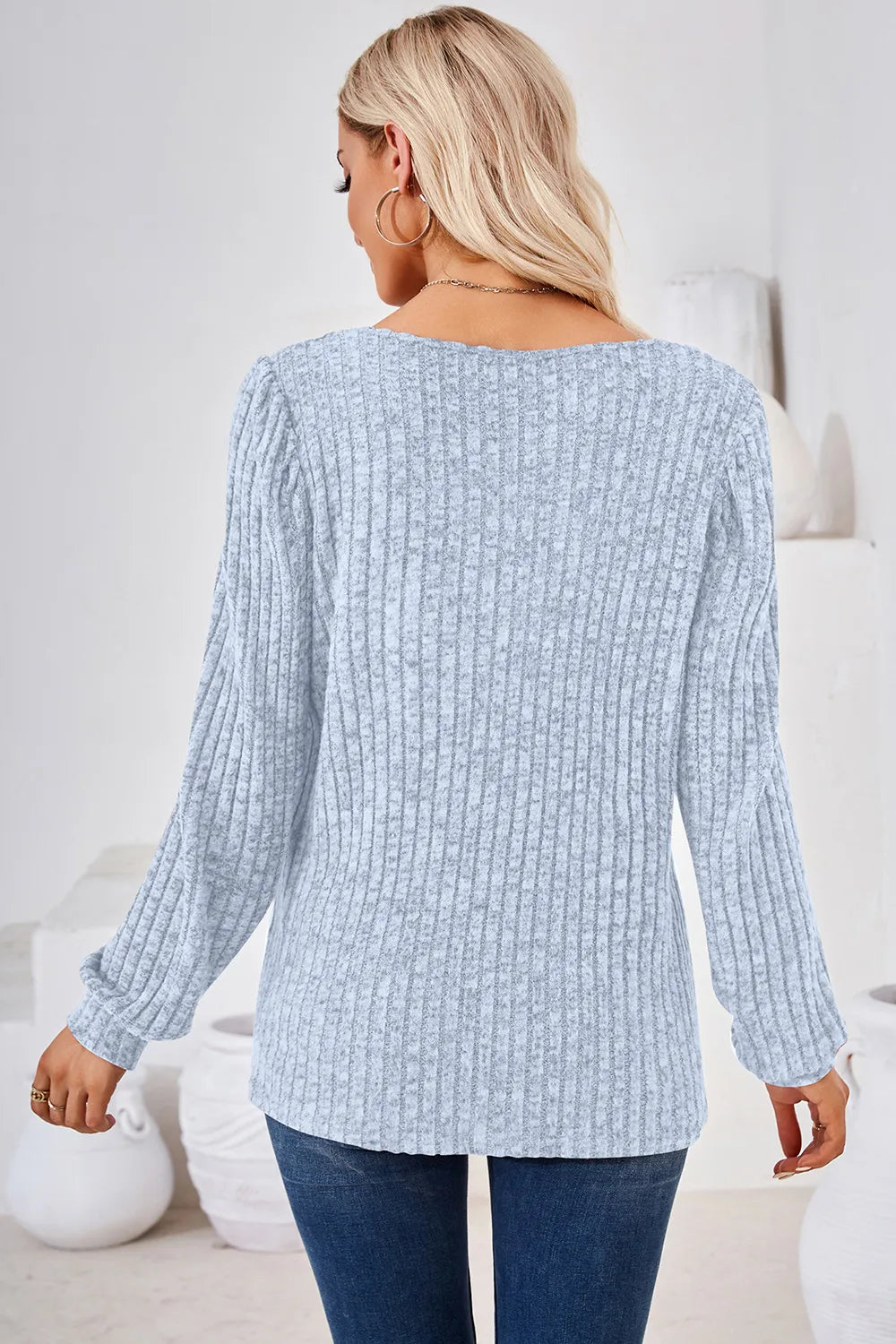 Ribbed Square Neck Long Sleeve T-shirt (20)