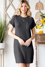 Ribbed Round Neck Short Sleeve Dress (12)