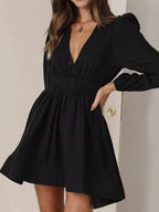V-neck Long Sleeve Mini Dress (17)