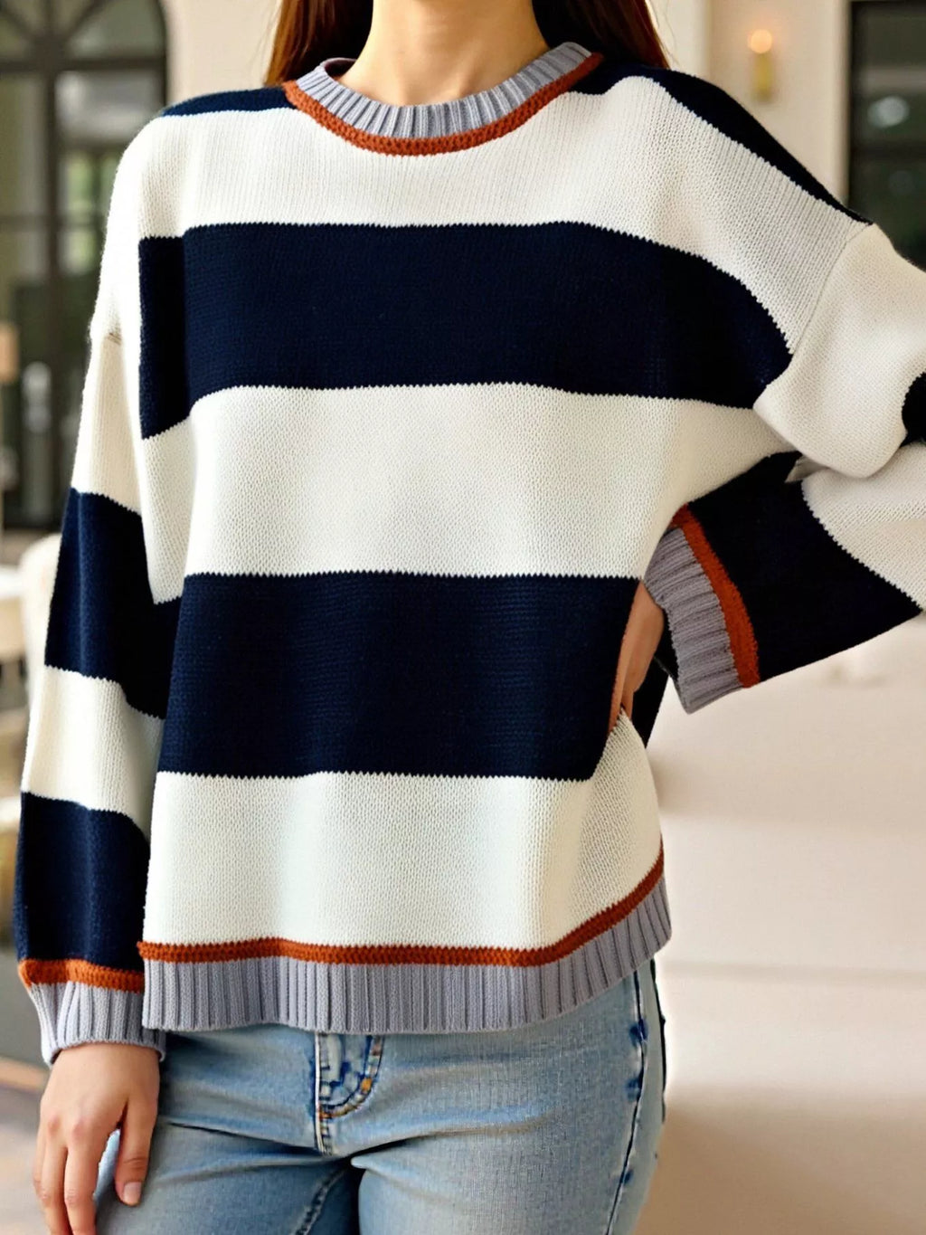 Block Round Neck Sweater (6)
