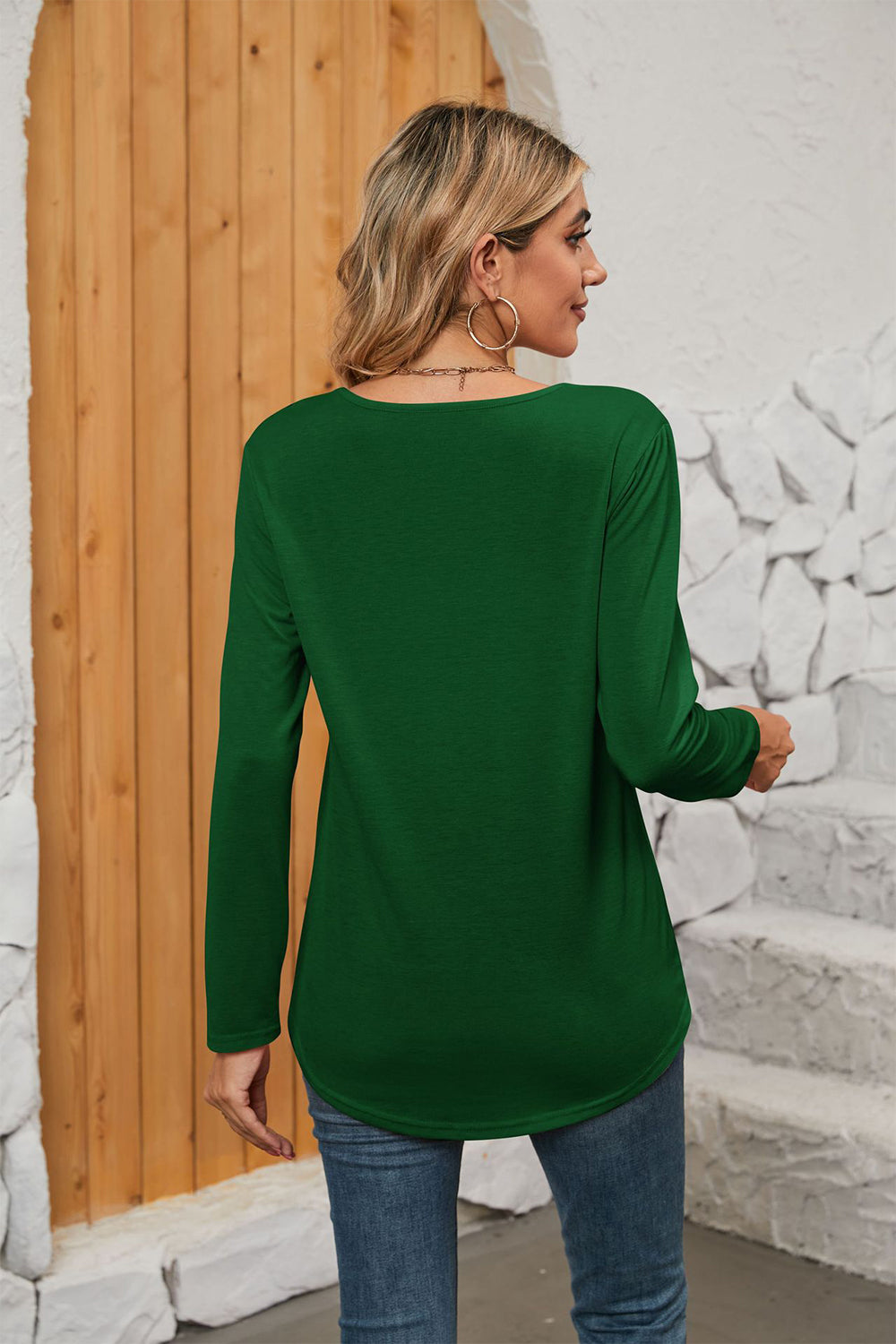 Square Neck Long Sleeve T-shirt (17)