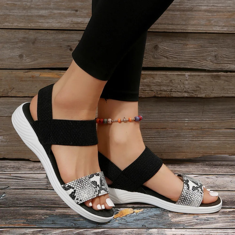 Pu Leather Open Toe Low Heel Sandals (9)