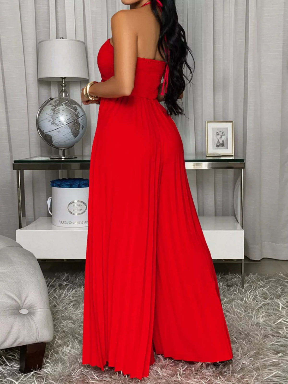 Pleated Halter Neck Wide Leg Jumpsuit (6)