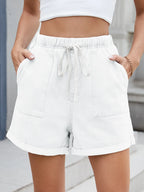 Drawstring Wash Denim Shorts (14)