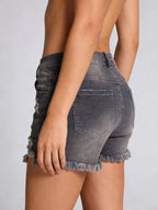 Distressed Frayed Hem Denim Shorts (9)