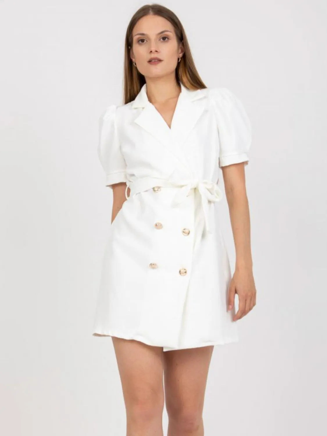 Tie Waist Short Sleeve Blazer Dress (14)