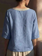 Full Size Lace Trim Short Sleeve Blouse Plus (2)
