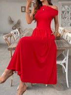 Single Shoulder Midi Dress Pockets (4)