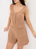 Casual Button-down Sleeveless Romper (20)