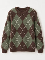 Argyle Pattern Fuzzy Knit Sweater (25)