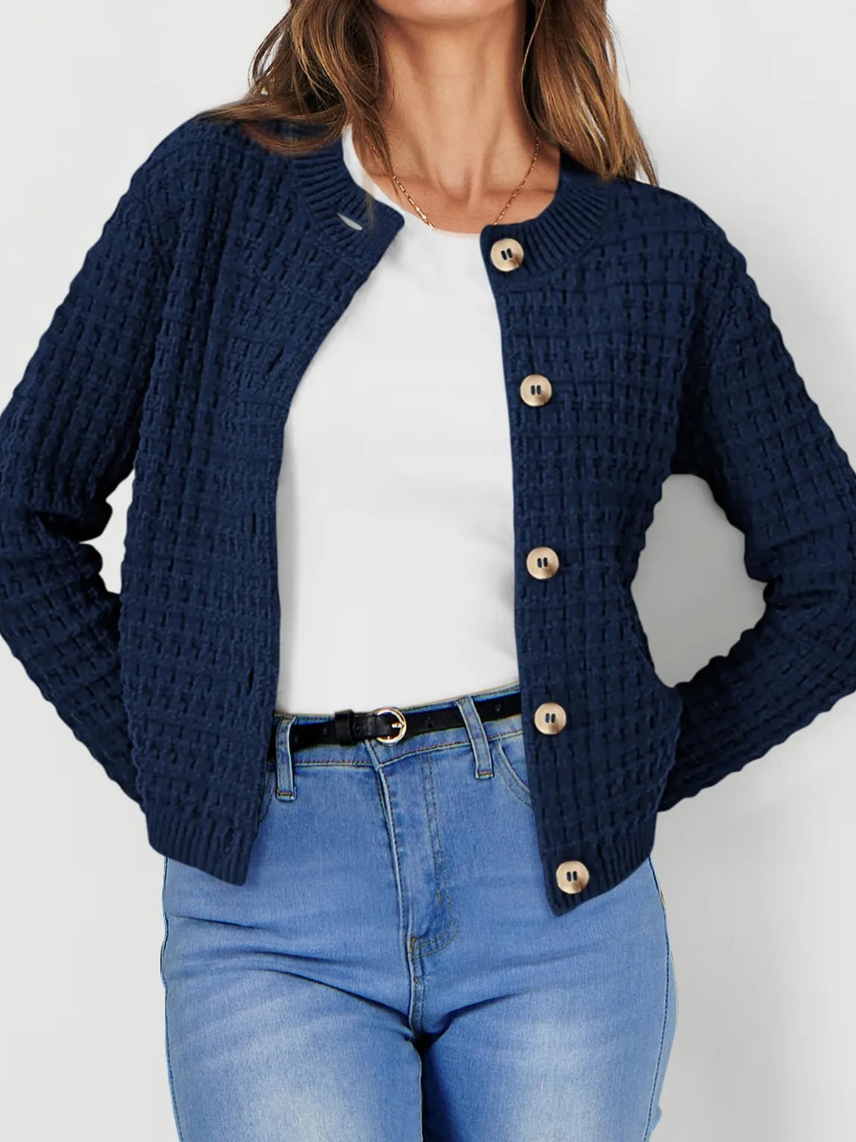 Textured Knit Button-front Cardigan (23)