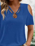 Cold Shoulder T-shirt Metal Ring Detail (10)