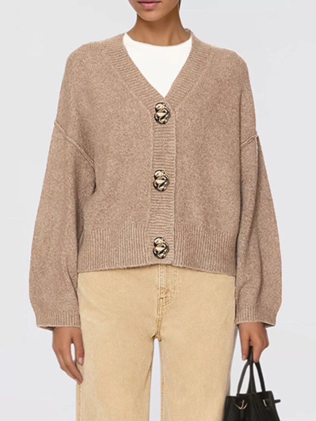 Gold Buttons V-neck Cardigan (6)