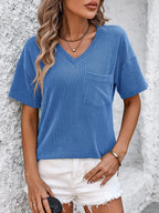 V-neck Dropped Shoulder T-shirt (3)
