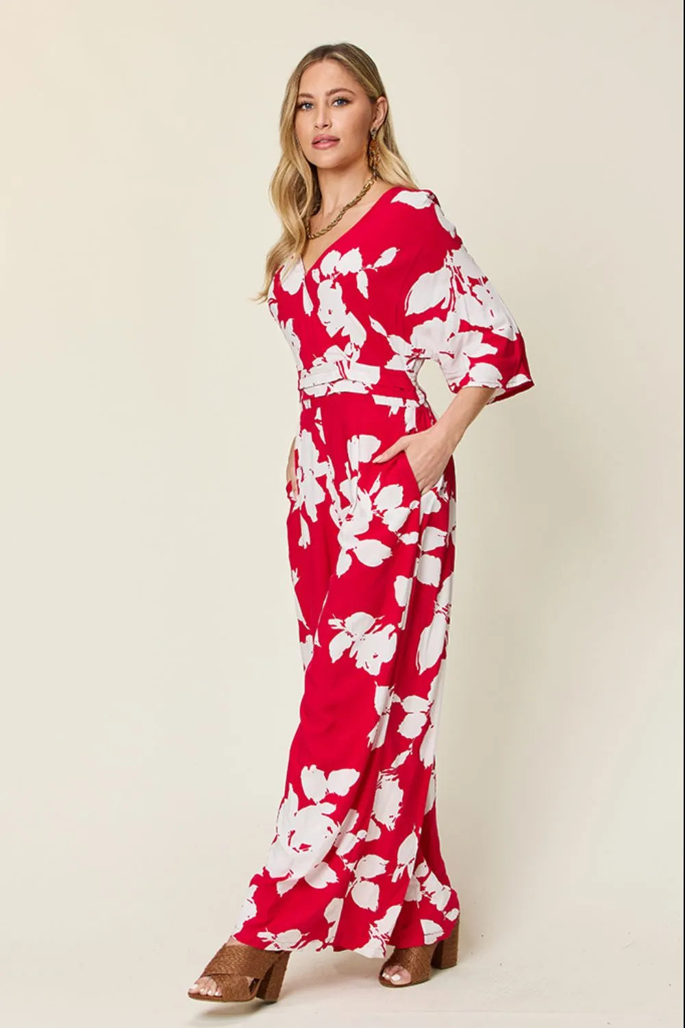 Full Size Printed Tie Back Wide Leg Jumpsuit (17)