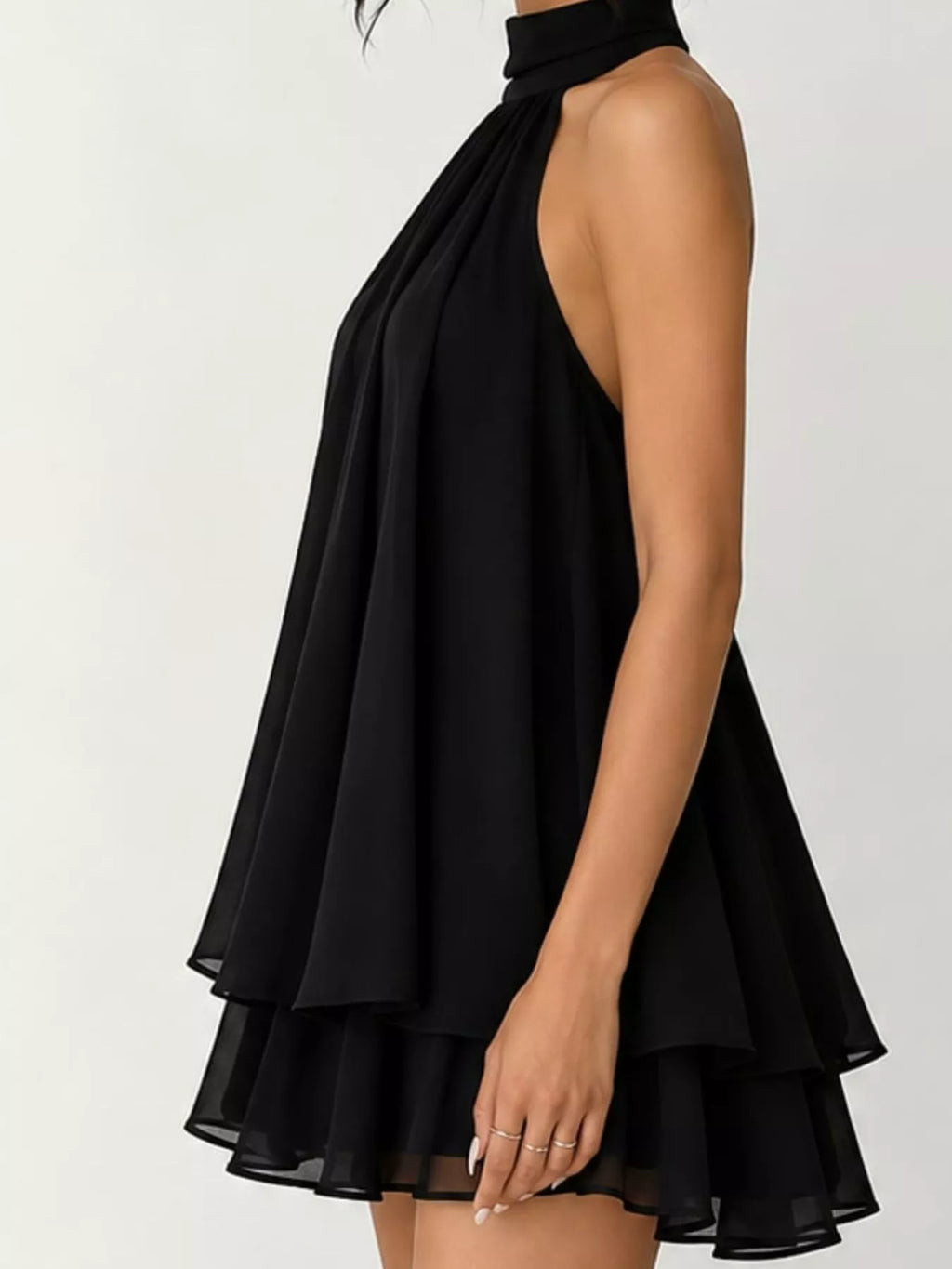 Halter Neck Chiffon Mini Dress (27)