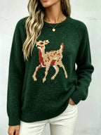 Deer Pattern Raglan Sleeve Sweater (11)