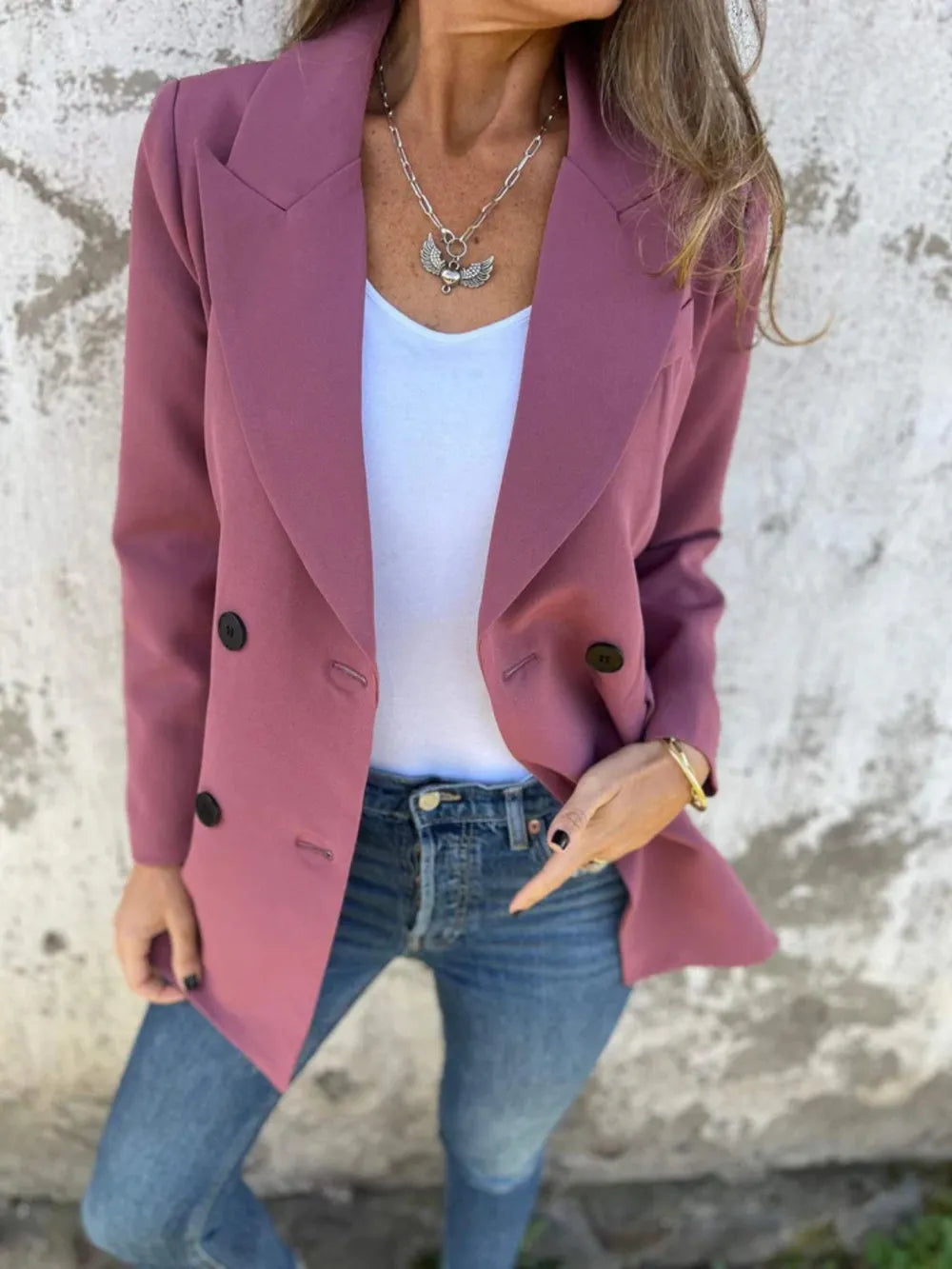 Full Size Collared Neck Long Sleeve Blazer (10)