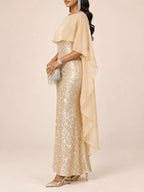 Sequin Cape Overlay Evening Dress (24)