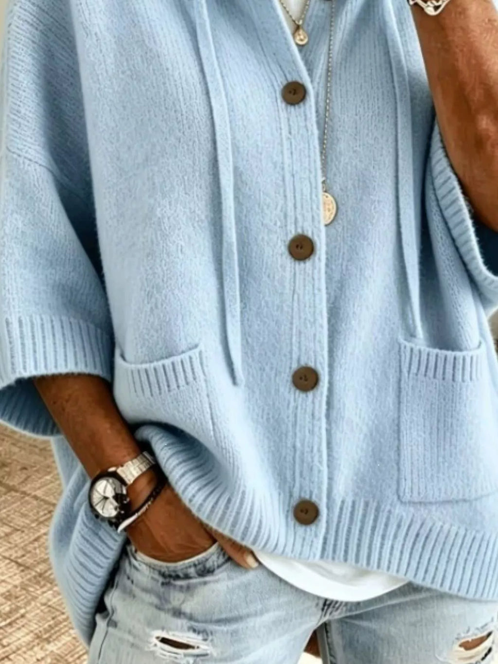 Hooded Button-down Knit Cardigan (8)