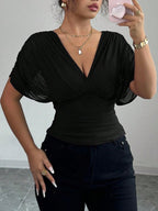 Ruched Surplice Short Sleeve Top (13)