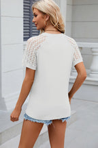 Openwork Round Neck Short Sleeve T-shirt (4)