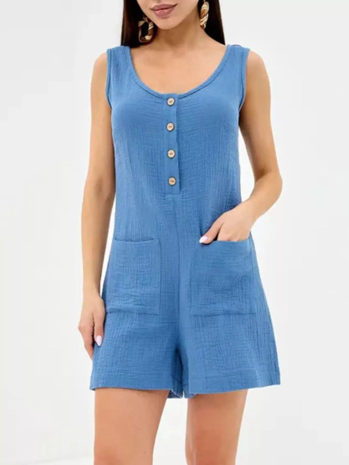 Casual Button-down Sleeveless Romper (11)