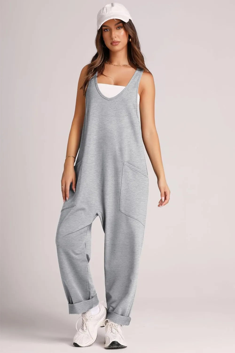 V-neck Wide Strap Overalls (3)