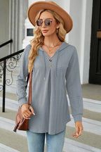 Decorative Button Drawstring Long Sleeve Hoodie (14)