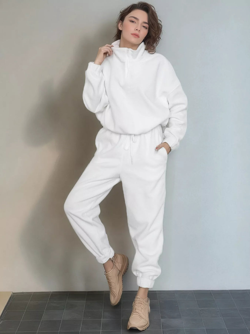 Quarter Zip Sweatshirt Pants Set