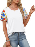Layered Short Sleeve Round Neck T-shirt (5)