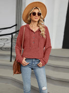 Half Button Long Sleeve Hooded Top (12)