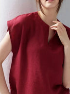 Notched Cap Sleeve Blouse (8)
