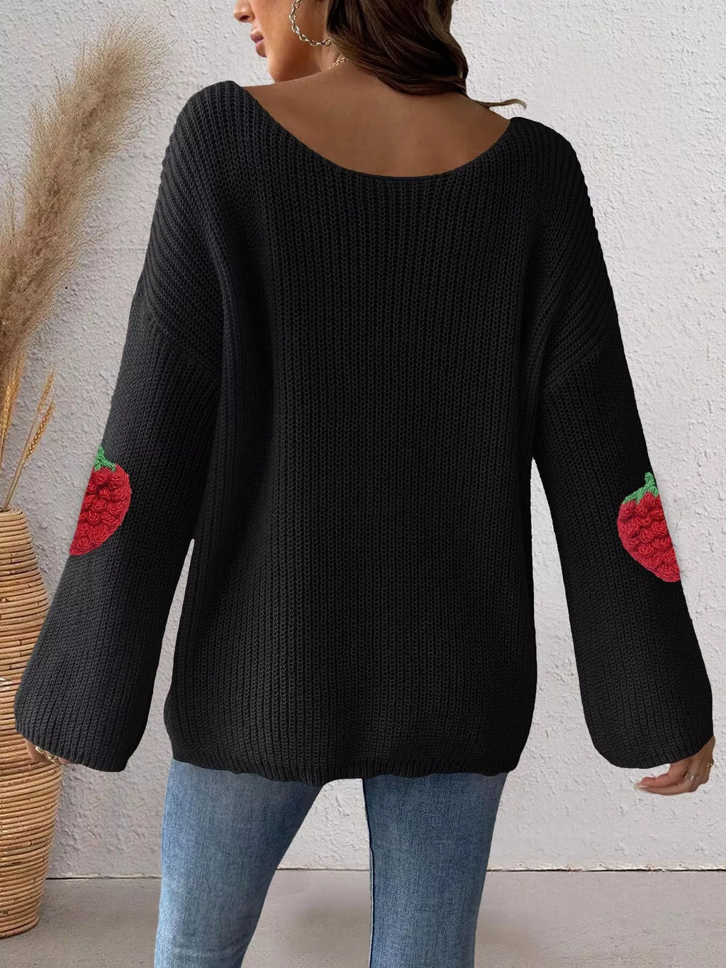 Strawberry Applique Oversized Sweater (8)