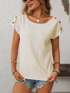 Eyelet Round Neck Short Sleeve Top (3)