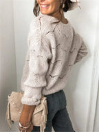 Openwork Button Up Long Sleeve Cardigan (2)