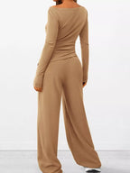 Long Sleeve Top Wide Leg Pants Set (9)
