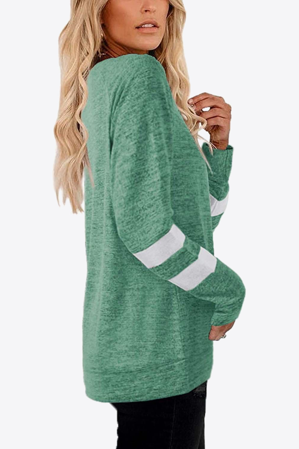 Striped Contrast Raglan Sleeve Top (14)