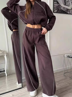 Fleece Zip-up Hoodie Joggers Set (15)