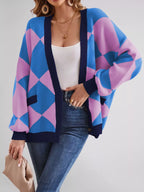 Diamond Pattern Button-up Knit Cardigan (12)
