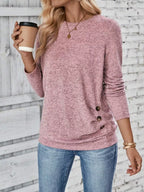 Casual Decor Button Long Sleeve T-shirt (10)