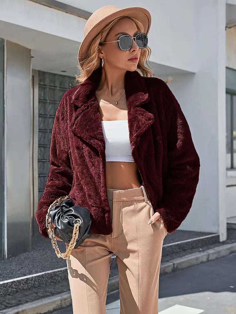 Plush Open Front Dropped Shoulder Jacket (5)