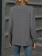 Striped Henley T-shirt Button Detail (34)