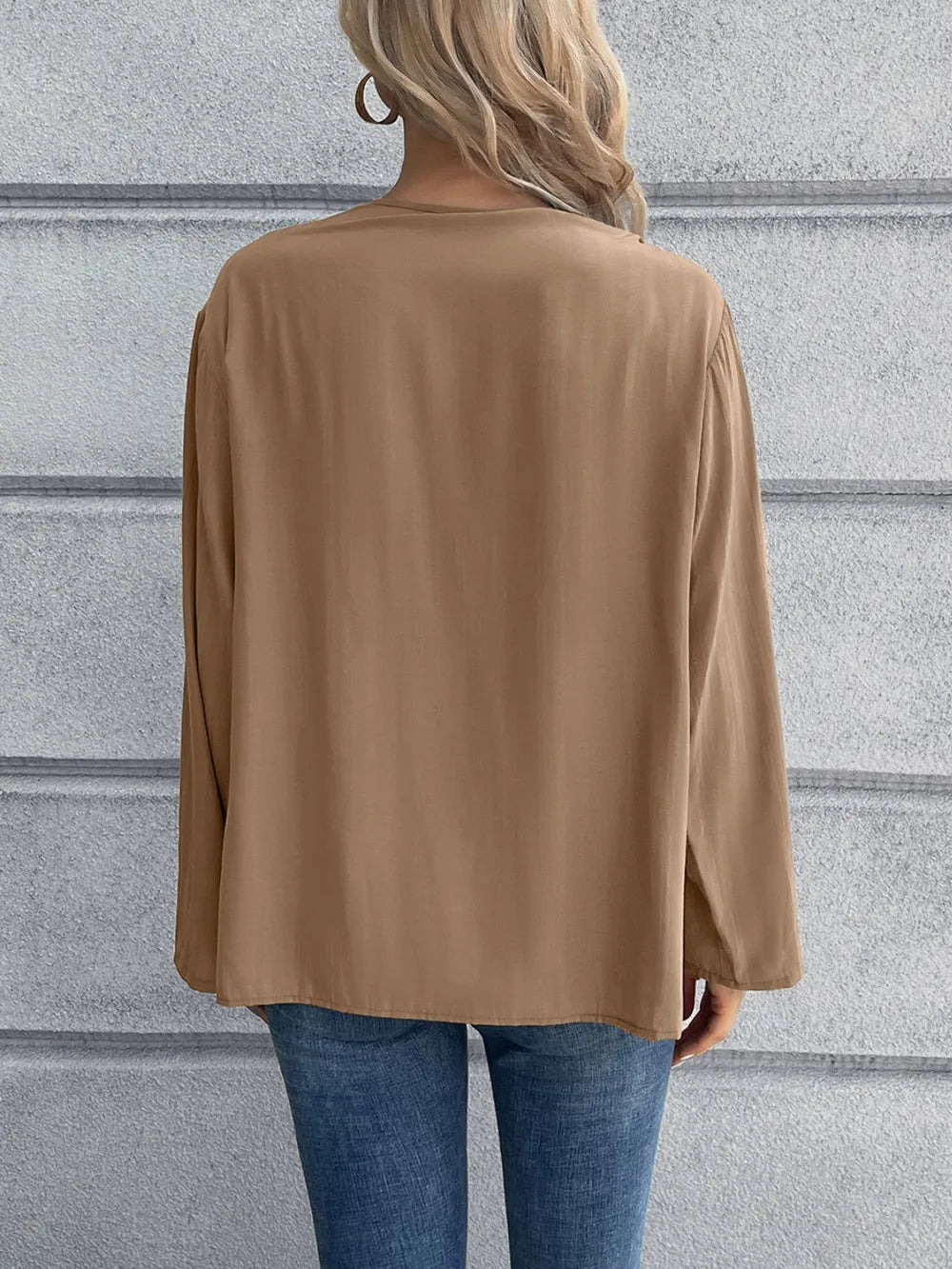 Half Button Long Sleeve Blouse (8)