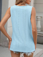 V-neck Eyelet Knit Cami Tank Top (17)