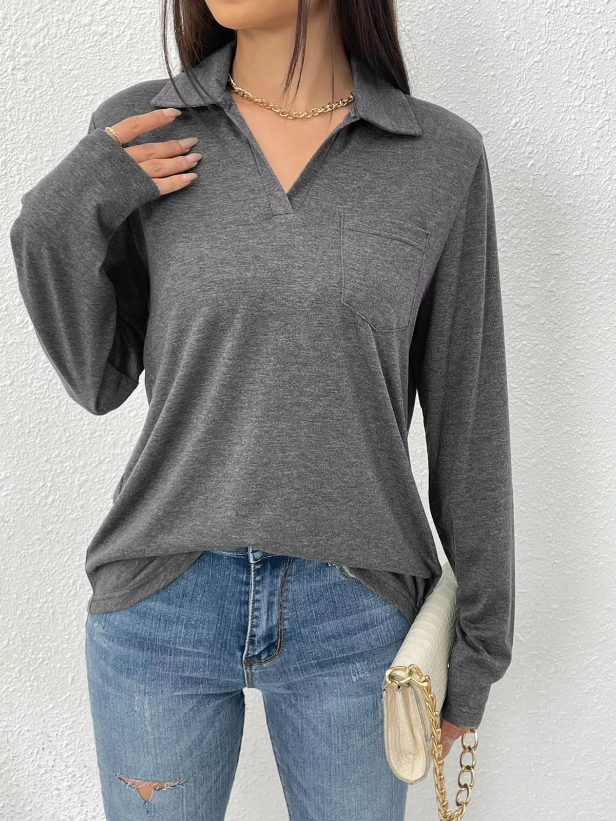 Casual Long Sleeve Polo T-shirt (2)