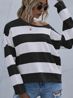 Striped Casual Long Sleeve Knit Top (6)
