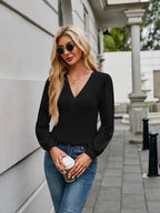 V-neck Long Sleeve T-shirt (15)