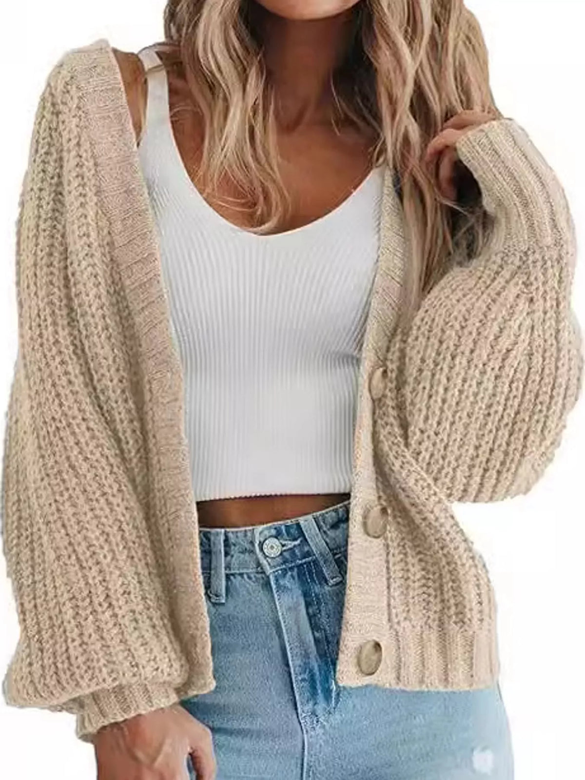 Full Size Chunky Knit Button-down Cardigan Plus (7)